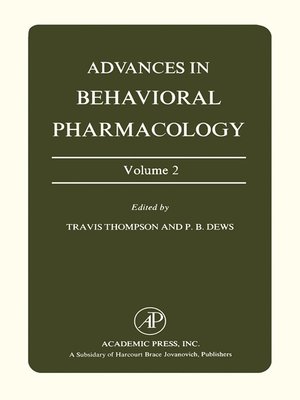 cover image of Advances in Behavioral Pharmacology, Volume 2